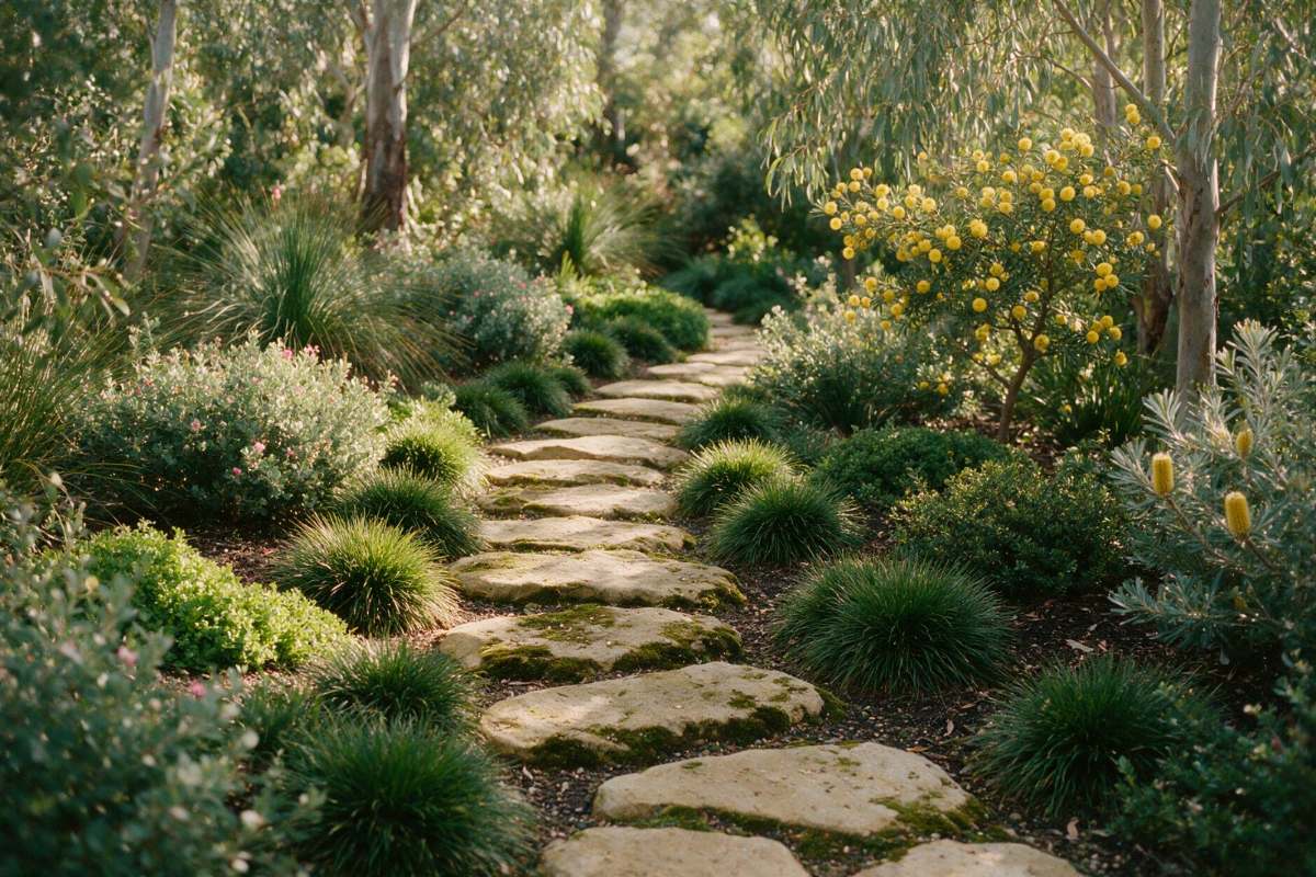 Landscaping, paving and planting