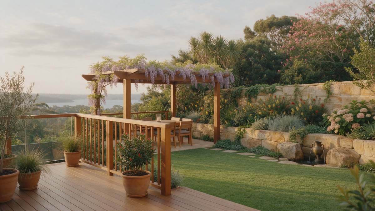 Finished, deck, wall & garden