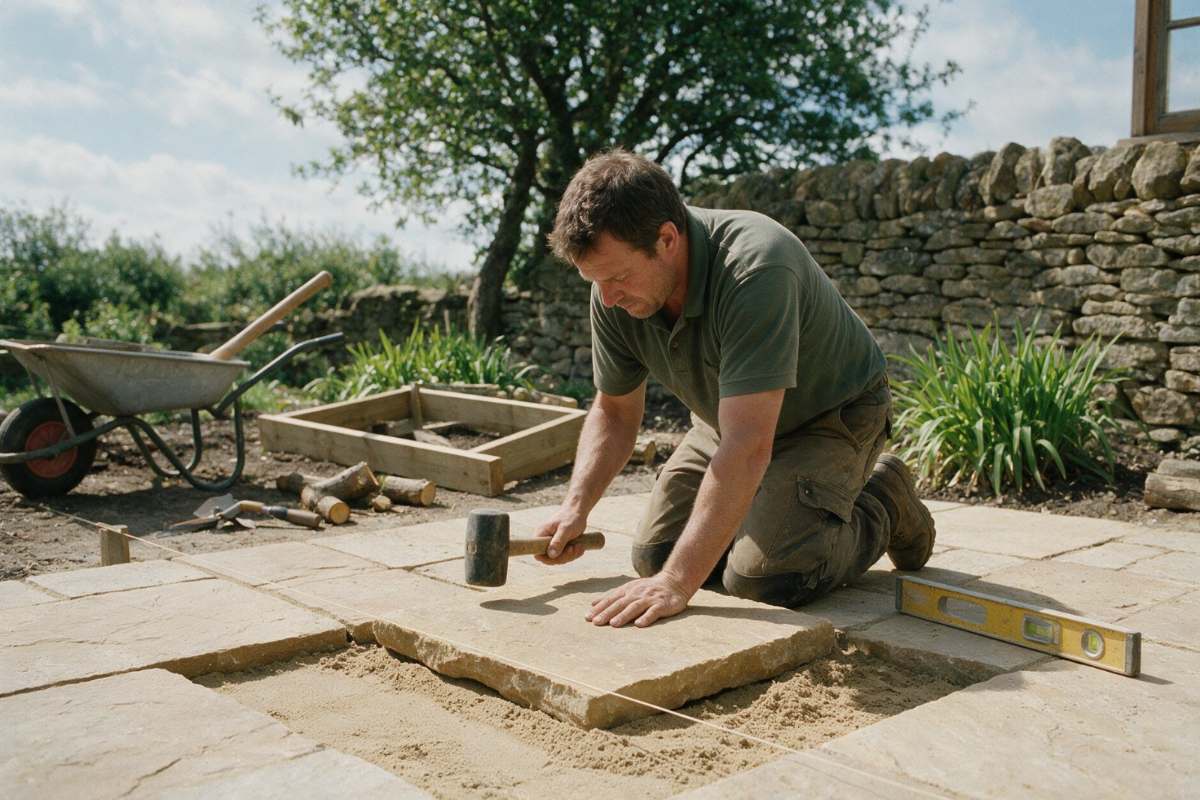 Landscaping, paving and planting